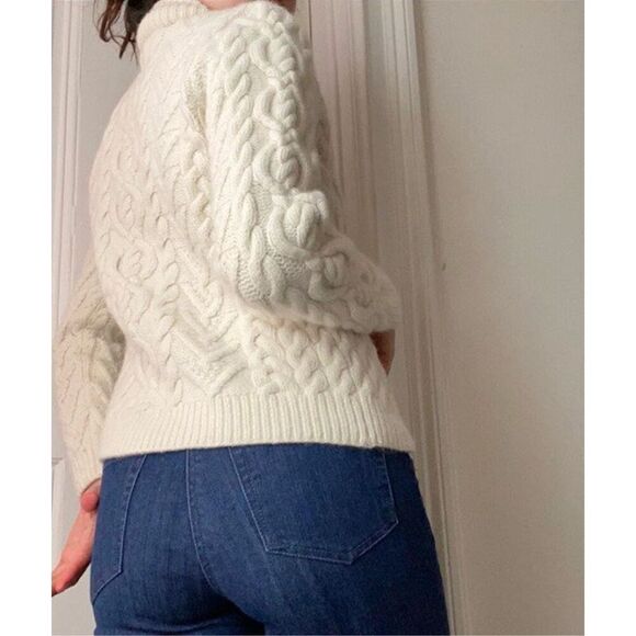 Lauren by Ralph Lauren Rabbit Hair & Wool Blend Cable Knit Turtleneck Sweater S - Picture 2 of 11